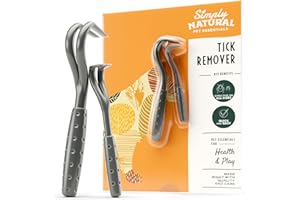 SIMPLYNATURAL NATURAL PET FOOD Confezione da 2 strumenti per rimuore le zecche Simply Natural - Confezione da 2 set per rimuovere le zecche da animali e persone con uncino riutilizzabile e indistruttibile per eliminare le zecche