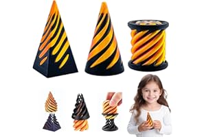 EWRGIJ 3PCS Spiral Cone Fidget Toy,3d Printed Fidget Toy,Impossible Pyramid Passthrough Sculpture,Mini Stress Relief Desktop Decorations Toy ,Get Adults and Kids to Relieve Anxiety (Orange)