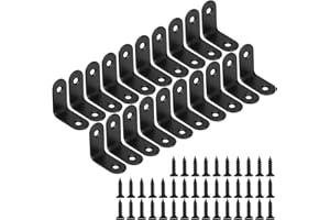 MENGH-SHOP Corner Brace 90 Degree Corner Bracket Right Angle Brackets Stainless Steel Angle Support with Screws for Furniture Desk Table Shelf 30*30mm 20pcs Black
