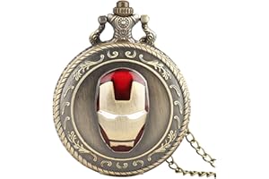 COKINKIDS Orologio da tasca uomo, Iron Man quarzo Orologio da tasca collana catena moderna orologi orologio analogico Gift for Men