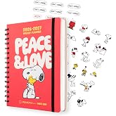 Grupo Erik Snoopy Agenda 2026 2027 Week View | School Diary Week to View A5, Children Institute, Year 26/27, with Rings, Hard