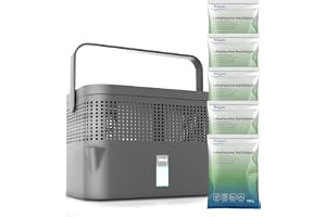 BonAura AirOne Max avfuktare utan el upp till 33 m² i 360° ventilation med pip och 5 x 980 g granulat för mögel- och luktskyd