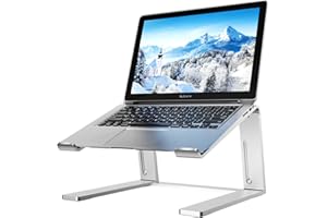Firschoie Laptop Ständer Aluminium Robust, Tragbarer höhenverstellbarer Belüfteter Laptop Halterung, Kompatibel mit den meisten 10-17Zoll Laptops MacBook Pro Air, Dell, HP, Samsung(Silber)