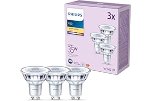 Philips LED Faretto LED, Luce Bianca Calda, 35W, GU10, 3 pezzi