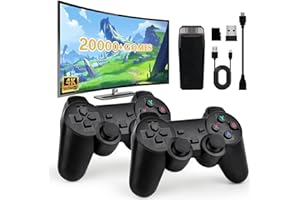 PZNETUE Console de Jeux Vidéo Rétro, 21000+ Jeux Classiques, Console de Jeux Retro x 2 Joueurs sans Fil USB Plug and Play TV Stick HDMI Portable, Jeux Cadeau pour Enfants Garçon et Adulte (64G Pro)