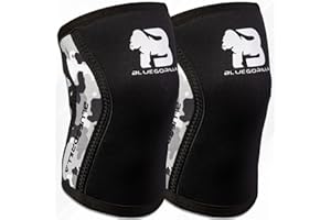 BLUEGORILLA Neoprenowy ochraniacz na kolano do treningu crossowego, podnoszenia ciężarów, podnoszenia ciężarów, podnoszenia ciężarów... średniego poziomu (zwinność/siła) 5 mm. Unisex (XL, czarny moro)