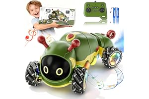 Kssvzz Ferngesteuertes Auto Raupe mit Musik, 2,4 GHz RC Stunt Car mit Spray & Cool Beleuchtung, 4WD 360°Rotation Krabbelndes Insekt Monster Truck, Spielzeug Geschenk für 3 4 5 6 7 8 9+Junge Mädchen