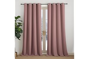 NICETOWN Verdunkelungsvorhang Kinderzimmer Gardinen 240 cm Lang 2er Set H240 x B140 cm Altrosa, Thermo Vorhänge Gegen Kälte und Hitze Übergardinen Wohnzimmer Modern Ösenschal