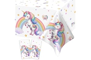 Heboland 2pcs Tovaglia Unicorno, Tovaglia Compleanno Bambina 137 X 274 cm Tovaglie Feste Unicorno per Decorazioni Feste di Compleanno Bambina Baby Shower Ragazze