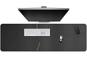 Cacoy Dwustronna podkładka na biurko ze skóry, duża podkładka pod mysz dla graczy, 140 x 40 cm, wodoodporna, ze skóry poliuretanowej (PU), mata ochronna na biurko do biura i domu (czarna)