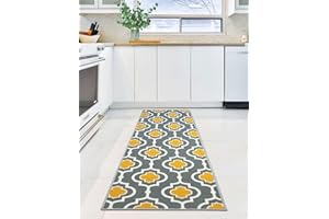 Capslpad Hallway Runner Rug 65x180cm Non-Slip Rug for Entryway, Kitchen, Laundry - Durable Short Pile Machine Washable Mat - Mustard