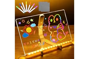 AFANEEP LED Notiztafel mit 7 Farben und Ständer, Leuchtendes Led Zeichenbrett Maltafel Transparentes Acryl led Zeichentafel Abwischbar 20X30CM Led Drawing Board für Büros, Geschäfte, Wohnungen