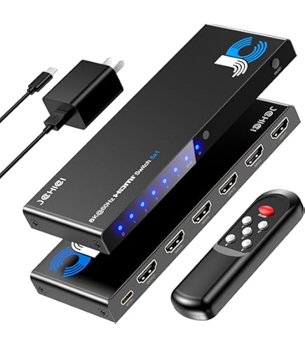 Multiprise HDMI 4K Automatique avec Télécommande, 1 Entrée 3 Sorties pour TV, Switch HDMI 60 Hz