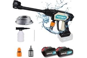 MAWIRON Idropulitrice per batteria Makita 18V BL180, pistola a pressione 35 bar, per la pulizia e l'irrigazione mobile, 240 l/h, 6-in-1 incl. accessori, batteria 2x3000mAH per animali da giardino all'aperto