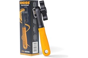 Deiss Pro Wytrzymały ręczny otwieracz do puszek, Ręczny otwieracz do puszek z miękkim uchwytem, Odporny na rdzę otwieracz do puszek, Łatwe otwieranie puszek (POMARAŃCZOWY)