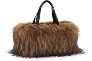 Jywmsc Bolso Tote de Piel Sintética para Mujer Bolso Bandolera de Peluche Mullido con Asa Superior tipo Hobo