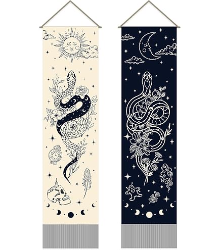 Arazzo Da Parete Con Fasi Lunari E Costellazioni - 32,5x145 Cm In Lino E Cotone | Bohémien - Foto 7