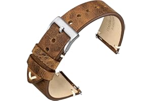 ANNEFIT Bracelet de Montre pour Homme Femme, Bracelets en Cuir Rétro Italien, Dégagement Rapide, Largeur de Bande 18mm 20mm 22mm
