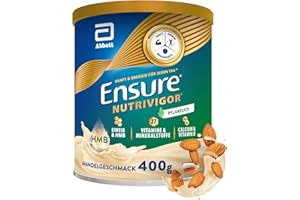 ‎ENSURE Ensure NutriVigor Plant Based Shake – Nahrungsergänzungsmittel mit veganem Eiweiss, 27 Vitaminen und Mineralstoffen, HMB - Mandelgeschmack – Für eine gesunde, ausgewogene Ernährung – 1 x 400 g