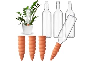 Geiserailie 4 Sets Arrosoirs Automatiques pour Plantes Arrosage en Cône en Terre Cuite avec Bouteilles de 750 ml Abreuvoir en Argile à Libération Lente Distributeur d'Eau pour Pot de Fleurs Vacances