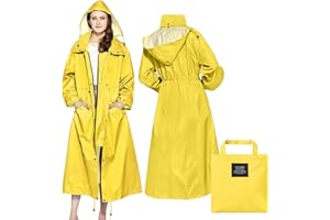 LAMA Impermeabili Lunghi da Donna con Cappuccio, Riutilizzabili Ripiegabili con Maniche Lunghe per Adulti Donna, per Bici Moto Equitazione Escursionismo Trekking