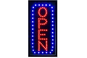 FITNATE Letrero LED Abierto con Control Remoto, Letrero Abierto de Negocios, 2 Modos de Iluminación Intermitentes y Constantes, para Paredes, Ventanas, Tiendas, Bares, Hoteles, 48x25cm