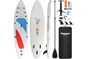 Panana Stand Up Paddle Gonflable Planche de Sup avec Accessoires, Kit de Surf, Pagaie Réglable, Ultra-Légère, Pont Antidérapant pour Adultes et Jeunes
