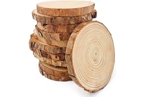 William Craft Rondin de Bois sans Trou 12 Pcs Diamètre 9-10cm Tranches de Bois Naturel Convient pour Decoration Noel Bois Marque Place Mariage Pyrograveur Bois