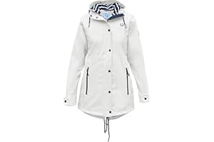 MADSea Damen Regenmantel Friesennerz 620 | halblanger wasserdichter Regenparka | winddicht mit maritimen, weiß/blauen Innenfutter