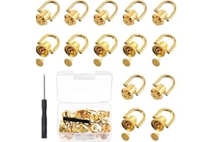 Mardatt 41Pcs D Ring Rivets with Screwdriver, 360 Degree Rotation Ball Studs Rivets Ball Post Head Buttons Stud Screw Buttons Rivets for DIY Leather Purse Hardware(Gold)