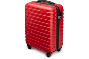 WITTCHEN Maleta de Viaje Equipaje de Mano Maleta de Cabina Maleta de ABS con 4 Ruedas giratorias Cerradura de combinación Asa telescópica A-Line II Line Tamaño S Rojo