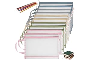 FOGARI Bolsas de Almacenamiento para Juguetes 10 Unidades - Bolsa de Documentos A4 Doble Capa con Asa y Cremallera, Bolsa de Nailon Malla Organizadora Transparente para Bloques, Puzzles y Juguetes de baño
