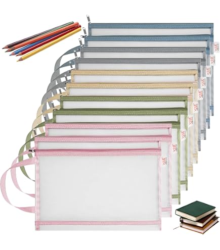 Set 10 Sacchetti In Rete Colorata Con Cerniera, Formato A4 E A5, Doppio Strato, In Nylon Traspirante, Per Organizzare Giochi Da Tavolo, Puzzle E Cancelleria