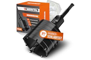 WERKTAL - Bohrkrone 68mm SDS Plus [8 XXL Karbid Zähne] - Hammerschlagfester Dosenbohrer für Unterputzdosen & Steckdosen in Mauerwerk, Stein, Beton, Trockenbau - Bohrkrone Steckdose mit 5 Staubbeuteln