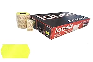 ISPA ROTOLI 46.800 etiquetas fluorescentes amarillas con bordes ondulados permanentes 26x12 mm para etiquetadora 1 linea - paquete de 36 rollos