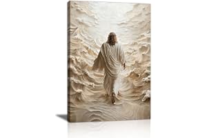 Jesus går på vattnet canvasbilder med ram kristen Jesus bibel historier väggmålningar religiös andlig bild på duk väggdekoration för bönerum kyrkorum sovrum 30 x 40 cm