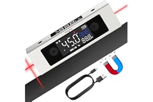 eSynic Professional Digital Inclinometer Angle Finder with Laser Magnetic Digital Level Box Rechargeable Angle Gauge Protractor Measurement Tool Supports 2 LCD Display/Dual Axis/°、%、MM/M for Working