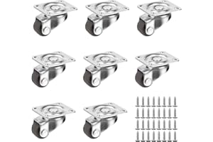 GIBOHOM 8 sztuk małych kółek meblowych, małe kółka obrotowe, zestaw kółek obrotowych 360 stopni, ciche, kółka transportowe, kółka ze śrubami do małych mebli, urządzeń kuchennych,