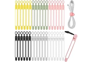 RUIJIE Fascette Riutilizzabili 36 Pezzi Fascetta Cavi in Silicone, Fascette Fermacavi Riutilizzabili, Clip per Cavi, Avvolgicavo per Cavo, Porta Auricolari, Organizzatore Cavi per Cuffie e Cavo Dati