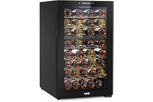 Dellonda Baridi 52 Bottle Dual Zone Wine Cooler, Fridge with Digital Touch Screen Controls, Wire Shelves & LED Light, Black - DH236