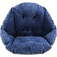 FakeFace Soft Plush Seat Cushion, Thick Chair Pillow with Ties Back Sciatica Relieve,High Back Seat Chair Cushion Pad Cover Perfect for Car, Office Chair,Garden,Sofa Armchairs Wheelchair(Dark Blue)