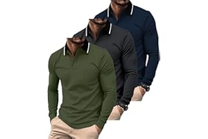 SwissWell 3er Pack Poloshirt Herren Langarm mit Brusttasche Golf Polo T-Shirt Atmungsaktives Leichtes Polohemd für Business Casual