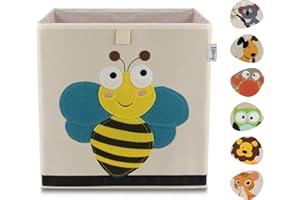 ‎LIFENEY LIFENEY Aufbewahrungsbox Kinder mit Biene Motiv I Spielzeugbox mit Tiermotiv passend für Würfelregale I Ordnungsbox für das Kinderzimmer I Aufbewahrungskorb Kinder