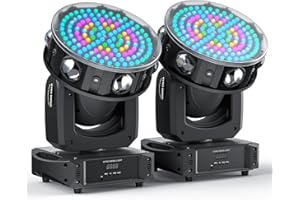 FIERYZEAL Moving Head LED 200W RGBW Bühnenlicht Strahler Beam Scheinwerfer 20CH/57CH Partylicht für Tanzfläche DJ Bar Disco Effektstrahler Bühnentechnik - 2 Pack