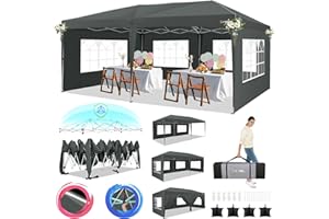 HOTEEL Carpa Plegable 3x6 Impermeable con 6 Paredes Y 4 Bolsas De Arena Carpas para Exteriores 3x6 Cenadores para Jardin Camping, Fiestas, con Bolsa De Transporte,DiseñO De Bloqueo De Un Toque