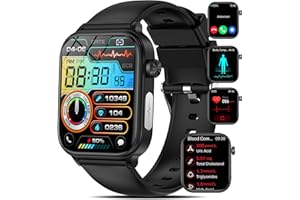 MARSYU 2024 Nuovo Smartwatch Uomo con ECG/Acido Urico/𝐆li𝐜𝐞𝐦𝐢𝐚/Pressione Arteriosa/Sonno/BMI/Temperatura Corporea/Cardiofrequenzimetro,1,96"Orologio con Funzione Telefono,Pulsante SOS, IP68 iOS Android