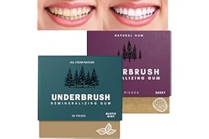 CHUNXIN 2PCS Underbrush Remineralizing Chewing Gum,Mastic mints Teeth Cleaning Gum,Remineralizing Che/wing Gum,Mint Ch/ewing G/um,Organic Portable Teeth Cleaning Gu/m,Freshen Breath#Creamy + Raspberry