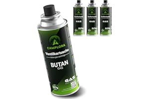 CAMPLORA (6,28 – 14,21 EUR/kg) 227 g cartuchos de gas butano con válvula para barbacoa, soldadura, hornillo de gas, hornillo de gas, quemador de soldadura, cartucho de válvula de bayoneta, gas butano, MSF-1a