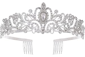 LEIXI Silver Crystal Tiara Crown Headband Princess Elegant Crown with combs for Women Girls Bridal Wedding Prom Birthday Party (Style 1)