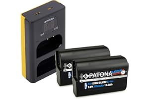 PATONA 2X Platinum Batería DMW-BLK22 con Cargador Doble LCD Compatible con Panasonic DC-G9, DC-GH5 II, DC-GH6, DC-S5II
